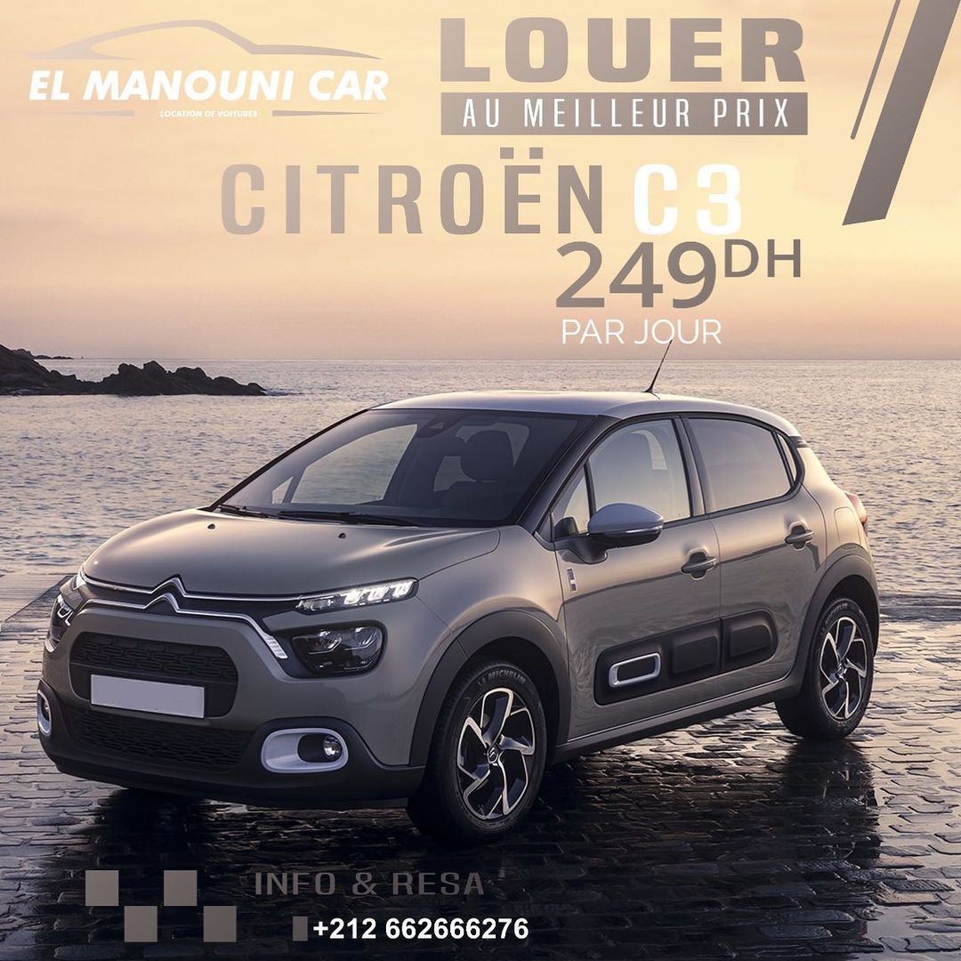 Citroën c3 à 249 dh / jour.