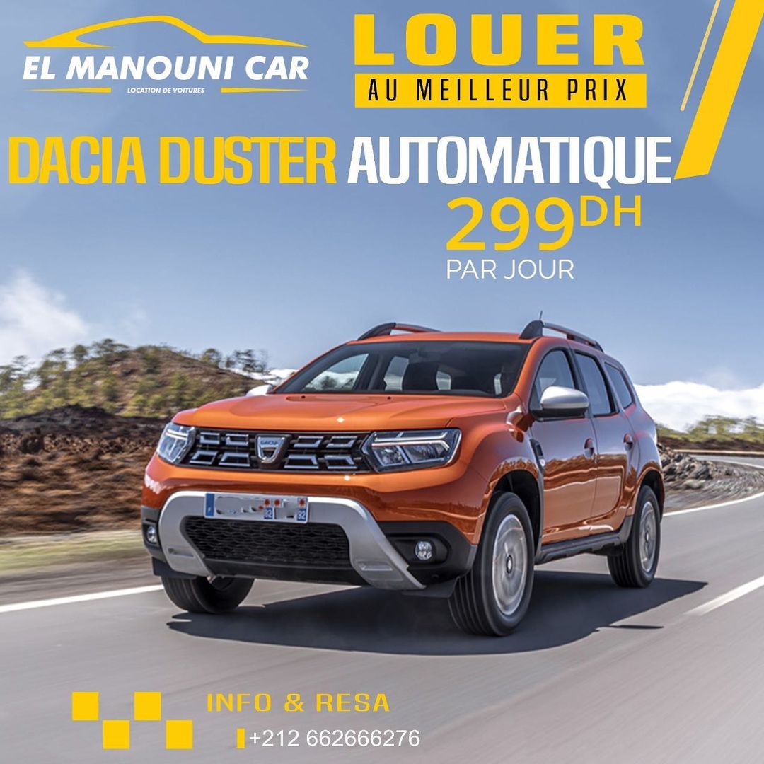 Dacia Duster Automatique à 299 dh / jour.